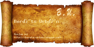 Beráts Urbán névjegykártya